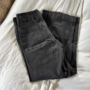 Pilcro Black Washed Denim Jeans with Leather Logo Patch